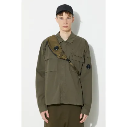Zdjęcie C.P. Company koszula bawełniana Gabardine męska kolor zielony regular z kołnierzykiem klasycznym 16CMSH121A002824G