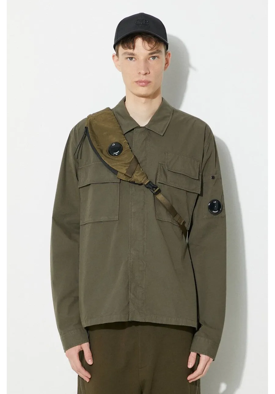 obrazek 1 C.P. Company koszula bawełniana Gabardine męska kolor zielony regular z kołnierzykiem klasycznym 16CMSH121A002824G