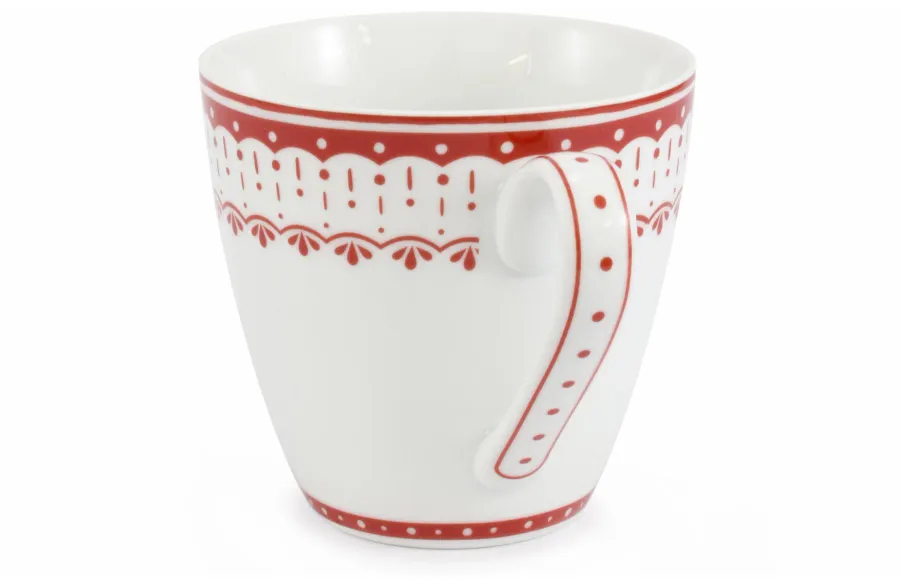 obrazek 2 Stylowy kubek z porcelany ze zdobieniem delikatnym czerwonym motywem – wariant 3 – Leander