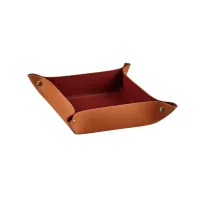 Zdjęcie Wyjątkowa tacka na drobiazgi wykonana z naturalnej skóry w kolorze koniaku