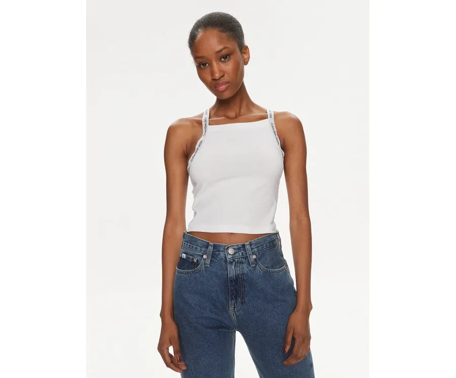 obrazek 1 Calvin Klein Jeans Top Logo J20J223110 Biały Slim Fit