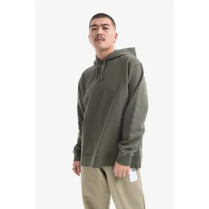 Zdjęcie Norse Projects bluza bawełniana Fraser Tab Series męska kolor zielony z kapturem gładka N20.1282.8098-8098