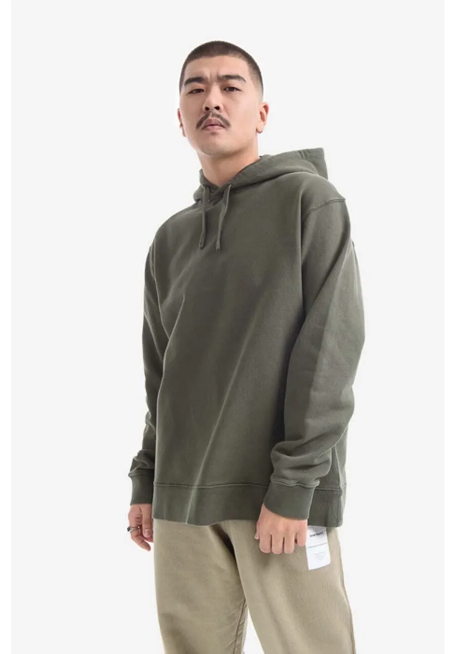 obrazek 1 Norse Projects bluza bawełniana Fraser Tab Series męska kolor zielony z kapturem gładka N20.1282.8098-8098