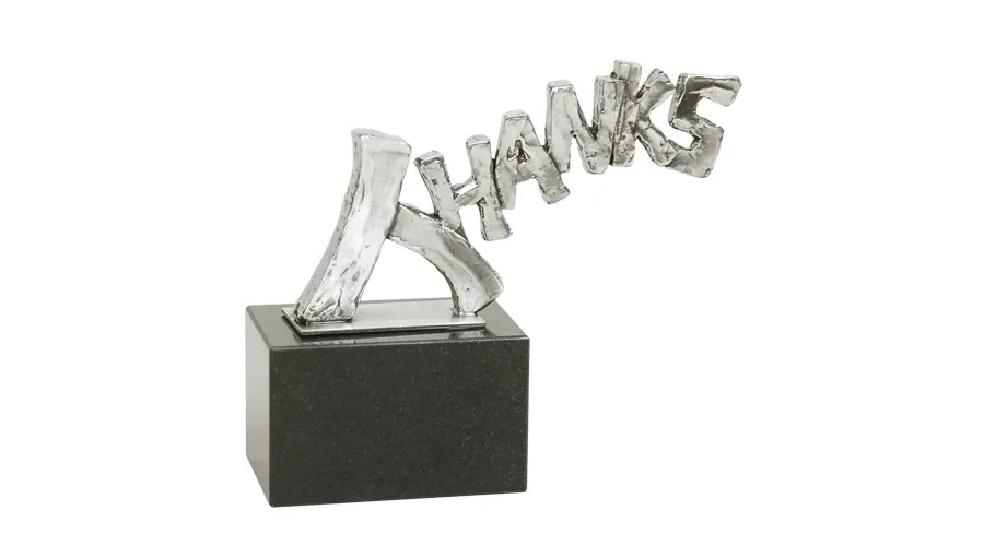 obrazek 1 Wyjątkowa posrebrzana statuetka "Dzięki" - prestiżowy prezent z okazji jubileuszu firmy