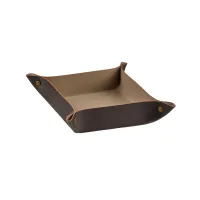 Zdjęcie Stylowa skórzana tacka 14х14xH5 cm w kolorze czekoladowym