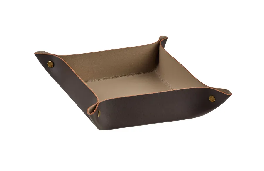 obrazek 1 Stylowa skórzana tacka 14х14xH5 cm w kolorze czekoladowym