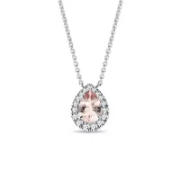 Zdjęcie Elegancki naszyjnik z białego złota z morganitem i diamentami KLENOTA