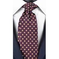 Zdjęcie Bordowy krawat w pomarańczowe sześciany