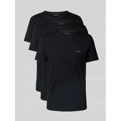 Zdjęcie T-shirt z wiskozy z nadrukiem z logo w zestawie 3 szt.