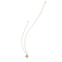 Picture Elegant Necklace 18K Gold Plated Silver White Cubic Zircons Blue Enamel