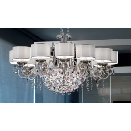 Picture Classic chandelier decorated with crystals with 12 lampshades