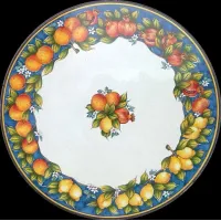 Zdjęcie Wulkaniczny blat stołowy do ogrodu z pięknym owocowym motywem – Ceramiche Valchida