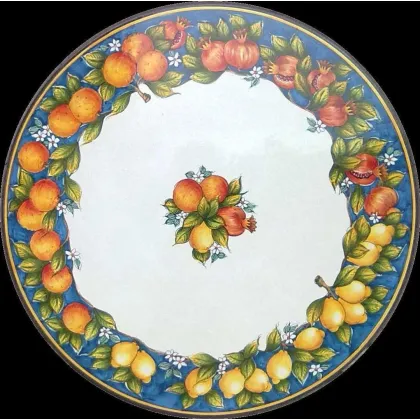 Zdjęcie Wulkaniczny blat stołowy do ogrodu z pięknym owocowym motywem – Ceramiche Valchida