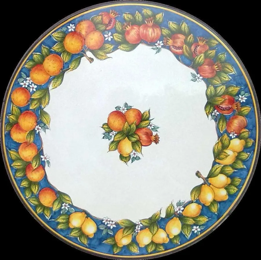 obrazek 1 Wulkaniczny blat stołowy do ogrodu z pięknym owocowym motywem – Ceramiche Valchida