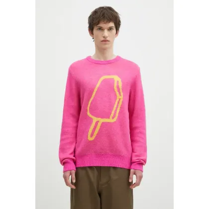 Zdjęcie ICECREAM sweter z domieszką wełny Popsicle Crewneck męska kolor różowy IC24436