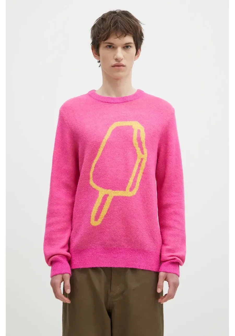 obrazek 1 ICECREAM sweter z domieszką wełny Popsicle Crewneck męska kolor różowy  IC24436