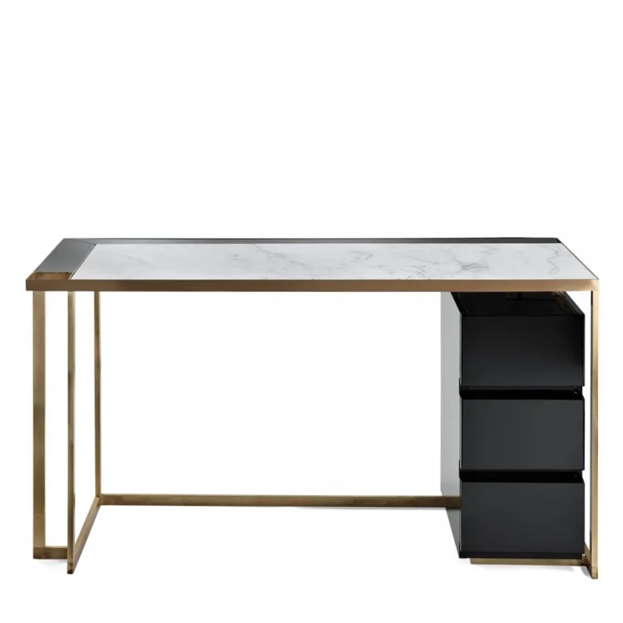 obrazek 2 Wyjątkowe biurko z mosiężną konstrukcją H.75xL.140xP.65 cm