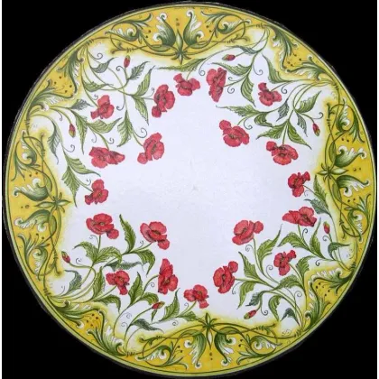 Zdjęcie Blat ogrodowy z lawy zdobiony motywem maków – Ceramiche Valchida