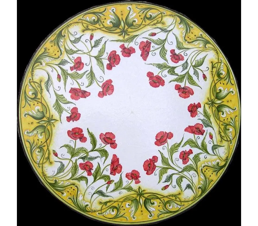 obrazek 1 Blat ogrodowy z lawy zdobiony motywem maków – Ceramiche Valchida