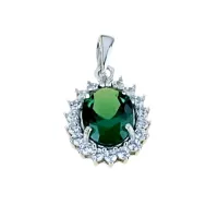 Zdjęcie Zawieszka z zielonym kamieniem i cyrkoniami 14x11mm.