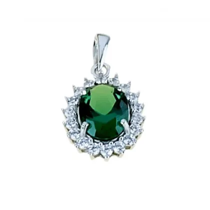 Zdjęcie Zawieszka z zielonym kamieniem i cyrkoniami 14x11mm.