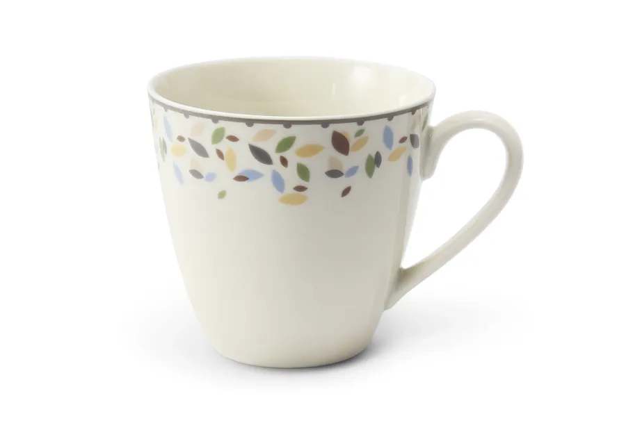 obrazek 1 Stylowy porcelanowy kubek zdobiony delikatnym motywem liści z kolekcji NatureLine - wariant 1 - Leander