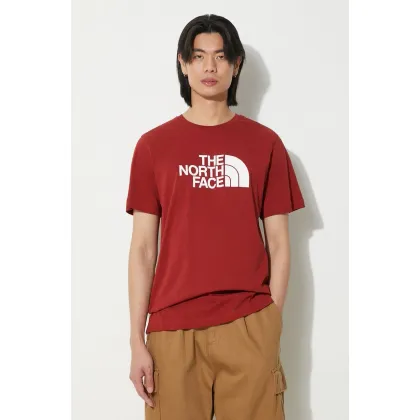 Zdjęcie The North Face t-shirt bawełniany M S/S Easy Tee męski kolor bordowy z nadrukiem NF0A87N5POJ1