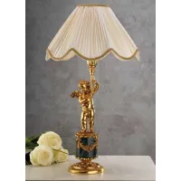 Zdjęcie Cudowna lampa z figurką anioła z pozłacanego brązu
