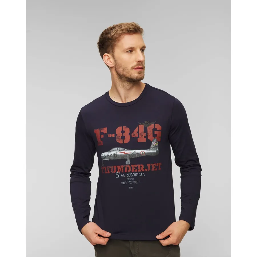 obrazek 1 Granatowy Longsleeve Męski Aeronautica Militare