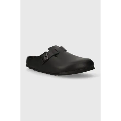 Zdjęcie Birkenstock klapki skórzane Boston męskie kolor czarny 1026813