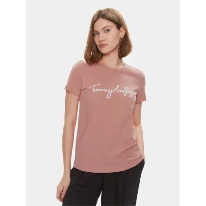Zdjęcie Tommy Hilfiger T-Shirt Signature WW0WW41674 Różowy Regular Fit