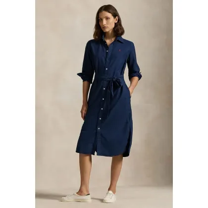 Zdjęcie Polo Ralph Lauren sukienka bawełniana kolor granatowy midi prosta 211963031