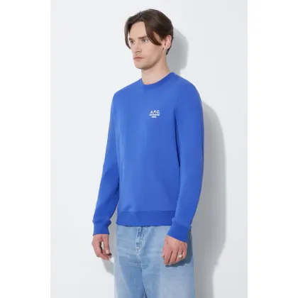 Zdjęcie A.P.C. bluza bawełniana sweat rider męska kolor niebieski gładka COEZD-H27699
