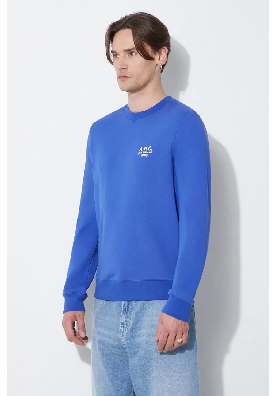 obrazek 1 A.P.C. bluza bawełniana sweat rider męska kolor niebieski gładka COEZD-H27699