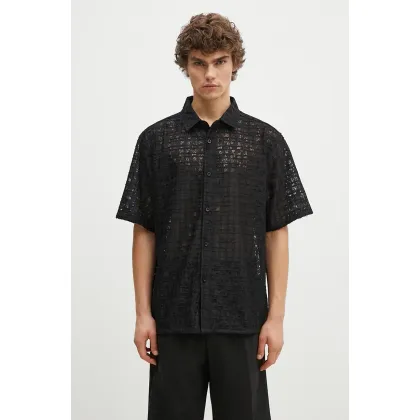 Zdjęcie PLEASURES koszula Lacy Button Down męska kolor czarny relaxed z kołnierzykiem klasycznym P24F050