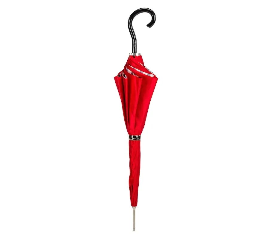 obrazek 2 Piękny nowoczesny czerwony parasol damski w czarne kropki – Pasotti
