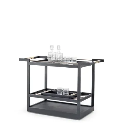Picture Italian trolley with wheels in black oak veneer - Arcahorn