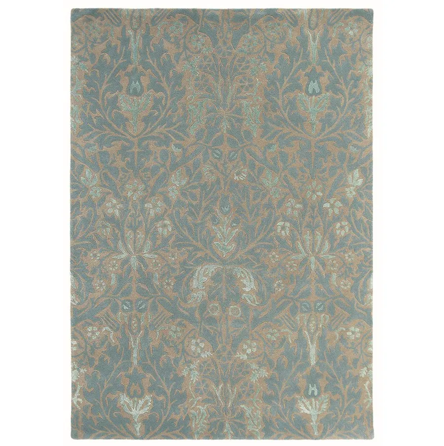  Beżowo Turkusowy Dywan w Ornament – AUTUMN FLOWER EGSHELL 27508, angielskiej marki Morris & Co.