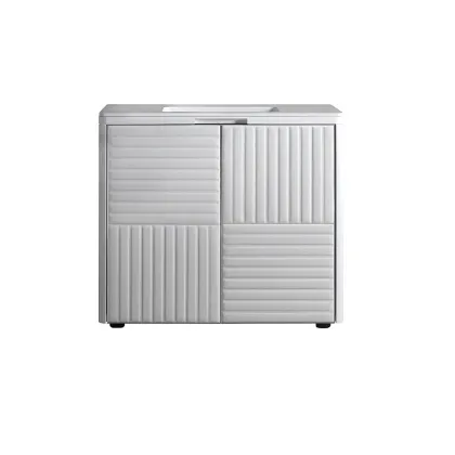 Zdjęcie Piękna, biała, skórzana szafka łazienkowa BOSTON z misą - Collecion Alexandra