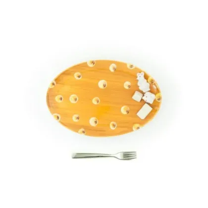 Zdjęcie Średni owalny talerz w formie sera zdobiony ceramiczną figurką myszki - Le Ceramiche