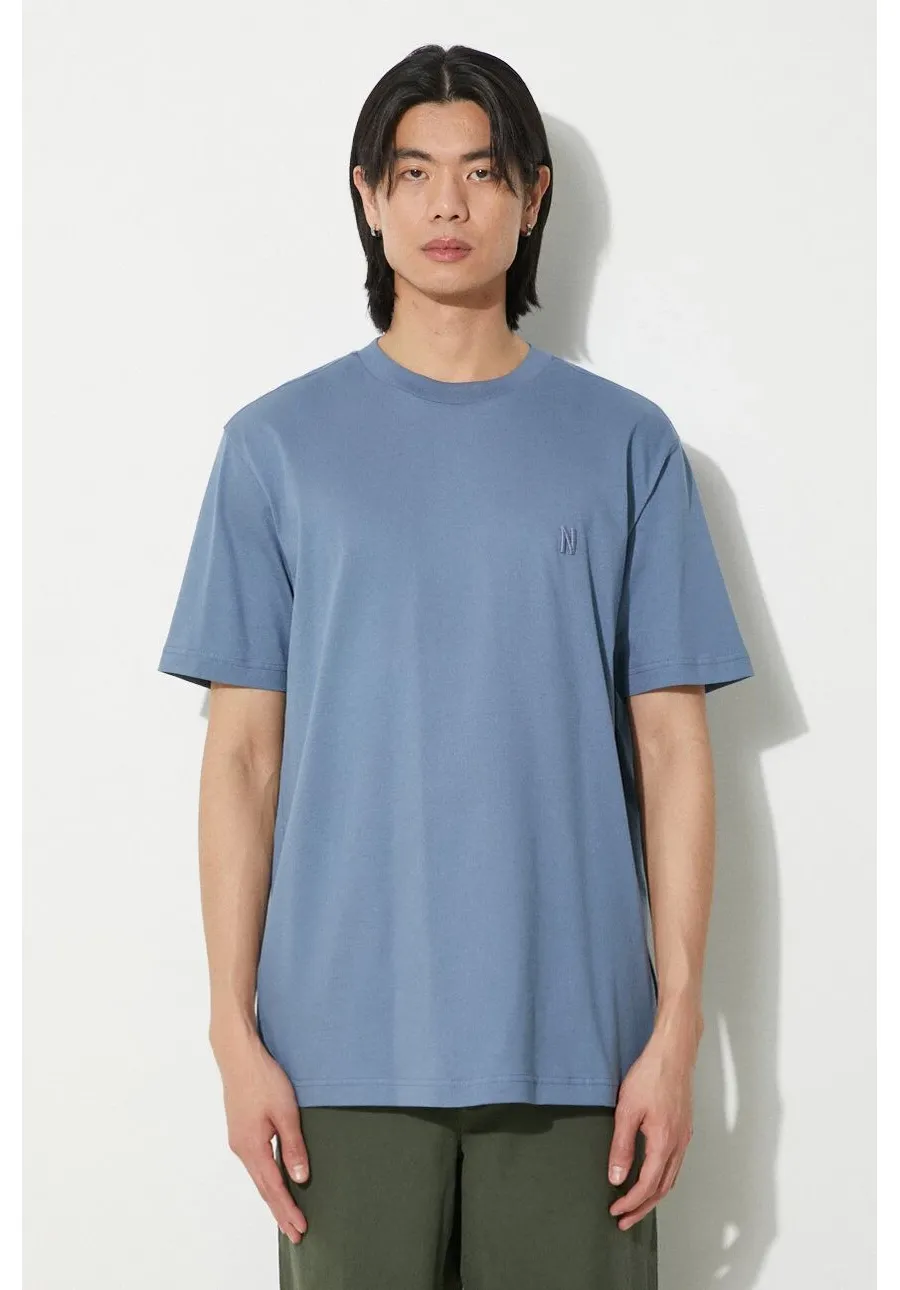 obrazek 1 Norse Projects t-shirt bawełniany Johannes męski kolor niebieski z aplikacją N01.0643.7121