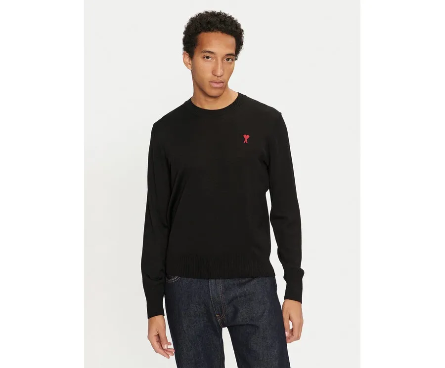 obrazek 1 AMI PARIS Sweter BFHKS111.KN0025 Czarny Regular Fit