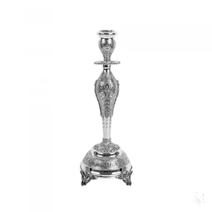 Zdjęcie Oryginalny pojedynczy srebrny świecznik Poppy o okrągłej podstawie - Zaramella Argenti