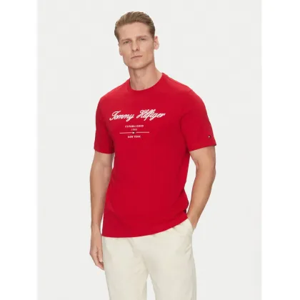 Zdjęcie Tommy Hilfiger T-Shirt Script Logo MW0MW33691 Czerwony Regular Fit