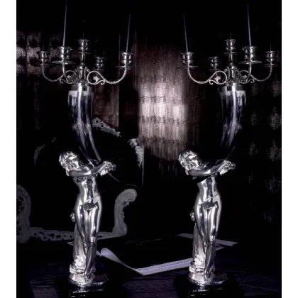 Picture Prestigious 5-arm candlestick with carvings - marble dust, antlers