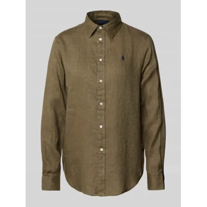 Zdjęcie Bluzka koszulowa o luźnym kroju z czystego lnu z listwą guzikową