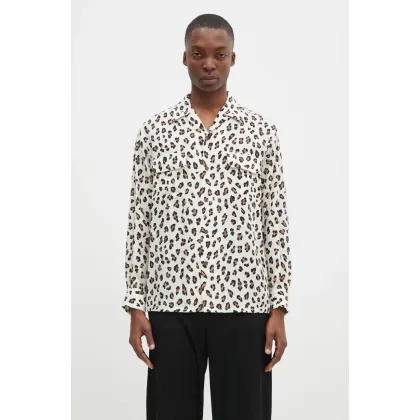 Zdjęcie Wacko Maria koszula Hawaiian Shirt L/S męska kolor beżowy relaxed z kołnierzykiem klasycznym 24FW-WMS-HI02