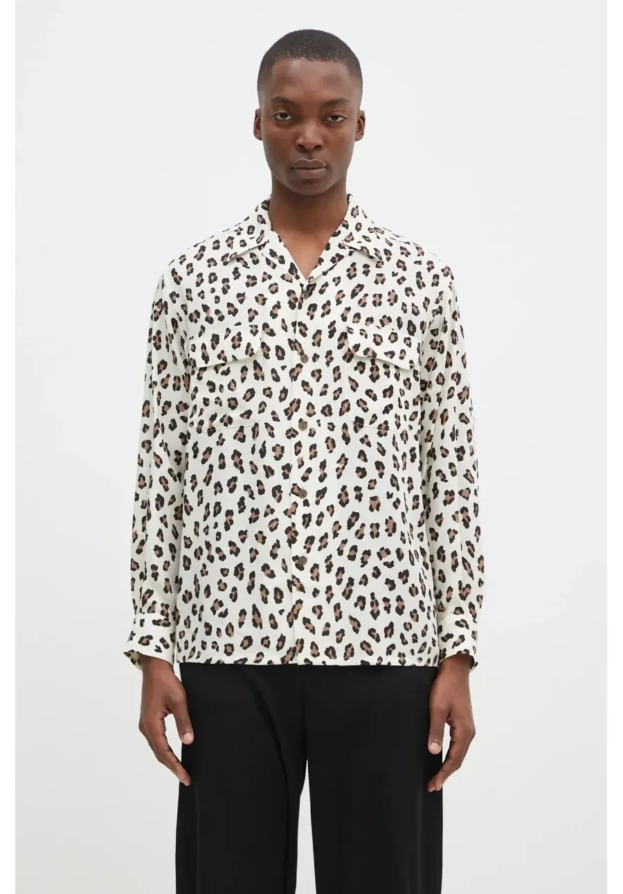 obrazek 1 Wacko Maria koszula Hawaiian Shirt L/S męska kolor beżowy relaxed z kołnierzykiem klasycznym 24FW-WMS-HI02