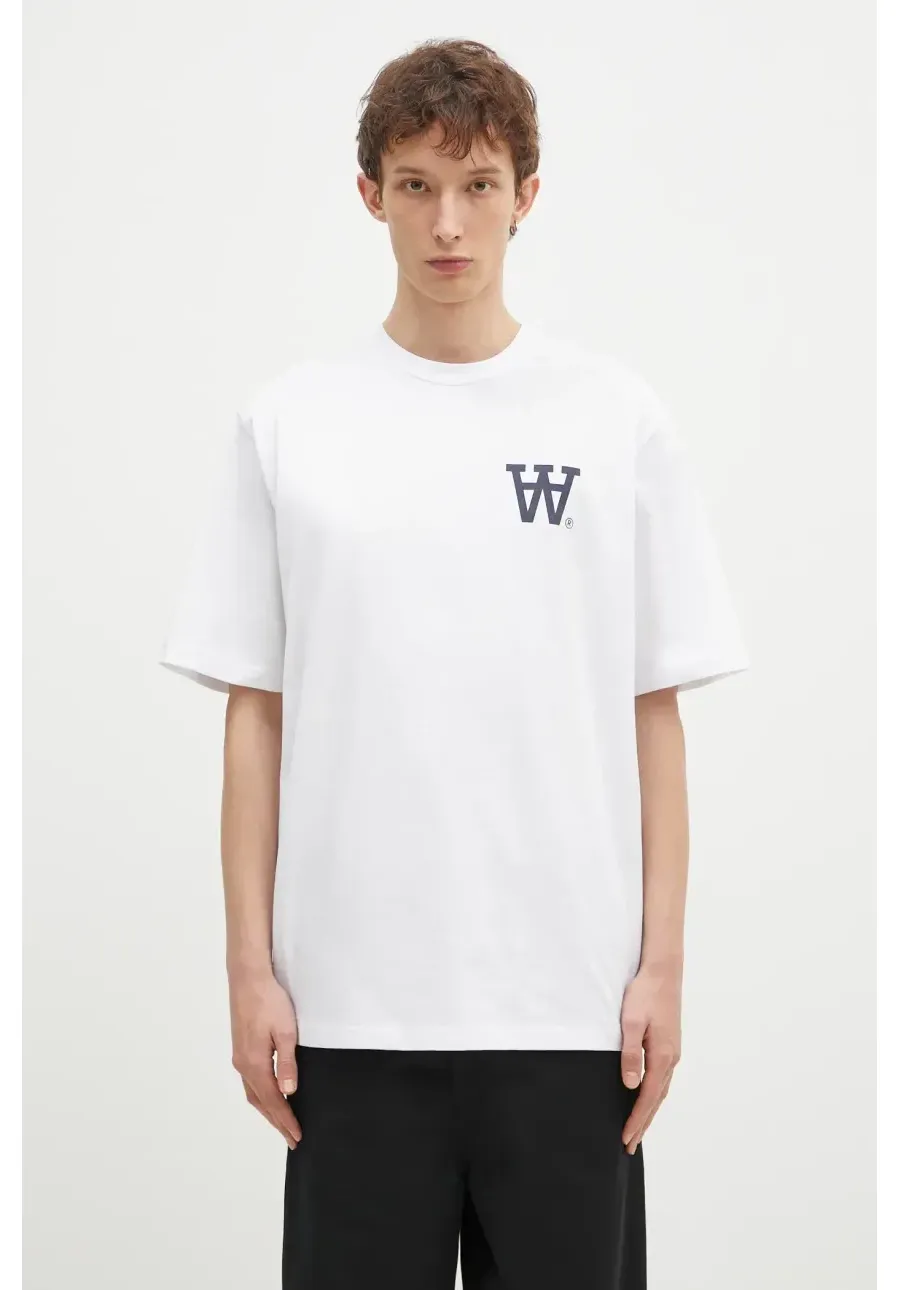 obrazek 1 Wood Wood t-shirt bawełniany Asa Not To Be Trusted GOTS męski kolor biały z nadrukiem 10325706.2222