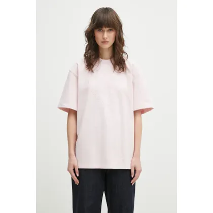 Zdjęcie GANNI t-shirt bawełniany Heavy Cotton Drop Shoulder Heart damski kolor różowy T4090